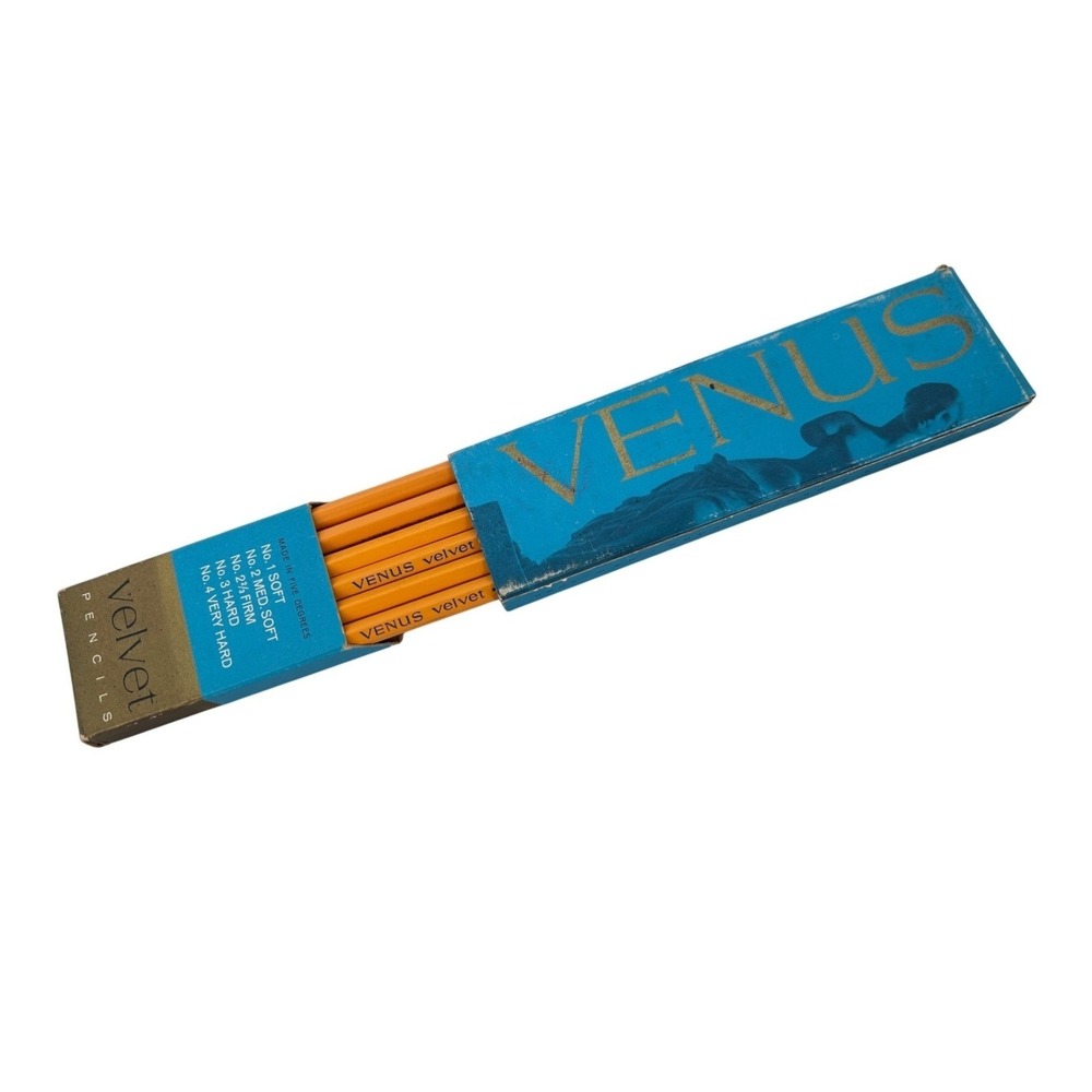 Vtg Venus Velvet Pencils No. 4 Very Hard Yellow Writing Set Original Box 11 Cttg